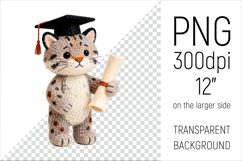 Knitted Graduation Lynx Clipart. Perfect for school projects, graduation gifts, teacher appreciation designs, and educational materials.