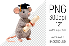 Knitted Graduation Mouse Clipart. Perfect for school projects, graduation gifts, teacher appreciation designs, and educational materials.
