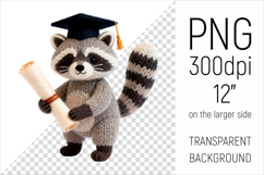 Knitted Graduation Raccoon clipart. Perfect for school projects, graduation gifts, teacher appreciation designs, and educational materials.