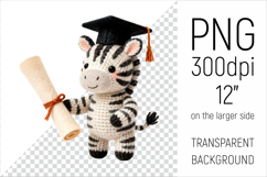 Knitted Graduation Zebra clipart. Perfect for school projects, graduation gifts, teacher appreciation designs, and educational materials.