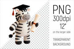 Knitted Graduation Zebra clipart. Perfect for school projects, graduation gifts, teacher appreciation designs, and educational materials.