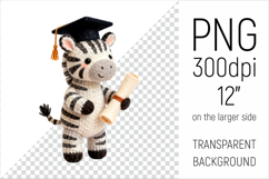 Knitted Graduation Zebra clipart. Perfect for school projects, graduation gifts, teacher appreciation designs, and educational materials.