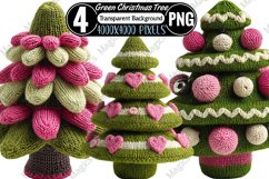 Knitted Green Christmas Tree Clipart Product Image 1