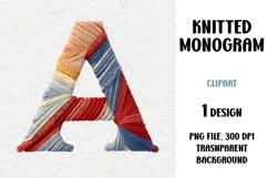 Knitted Monogram, Letter, Clipart, PNG Product Image 1