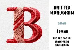 Knitted Monogram, Letter, Clipart, PNG Product Image 1