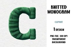Knitted Monogram, Letter, Clipart, PNG Product Image 1