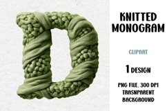 Knitted Monogram, Letter, Clipart, PNG Product Image 1