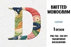 Knitted Monogram, Letter, Clipart, PNG Product Image 1