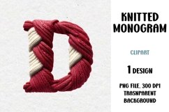 Knitted Monogram, Letter, Clipart, PNG Product Image 1