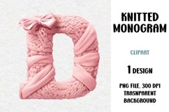 Knitted Monogram, Letter, Clipart, PNG Product Image 1
