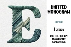 Knitted Monogram, Letter, Clipart, PNG Product Image 1