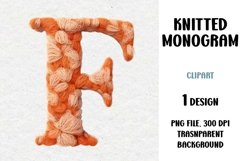 Knitted Monogram, Letter, Clipart, PNG Product Image 1