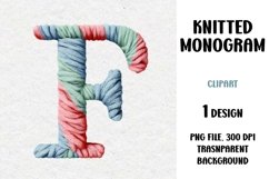 Knitted Monogram, Letter, Clipart, PNG Product Image 1