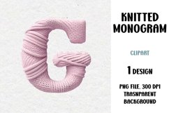 Knitted Monogram, Letter, Clipart, PNG Product Image 1