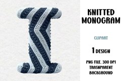 Knitted Monogram, Letter, Clipart, PNG Product Image 1