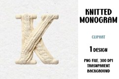 Knitted Monogram, Letter, Clipart, PNG Product Image 1