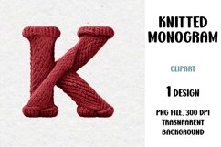 Knitted Monogram, Letter, Clipart, PNG Product Image 1