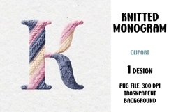 Knitted Monogram, Letter, Clipart, PNG Product Image 1