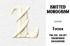 Knitted Monogram, Letter, Clipart, PNG Product Image 1