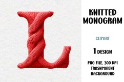 Knitted Monogram, Letter, Clipart, PNG Product Image 1