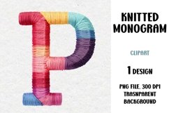 Knitted Monogram, Letter, Clipart, PNG Product Image 1