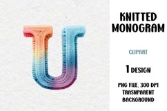 Knitted Monogram, Letter, Clipart, PNG Product Image 1