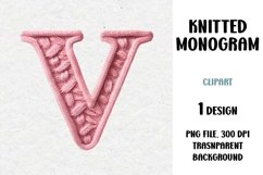 Knitted Monogram, Letter, Clipart, PNG Product Image 1