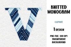 Knitted Monogram, Letter, Clipart, PNG Product Image 1