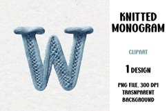 Knitted Monogram, Letter, Clipart, PNG Product Image 1
