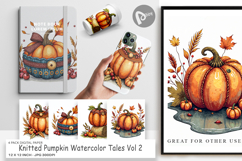 Knitted Pumpkin Digital Paper Product Image 1