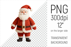 Knitted Santa Claus Clipart.This illustration is created in a soft, cozy, handmade knit style, making it ideal for seasonal crafts.