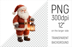 Knitted Santa Claus Clipart.This illustration is created in a soft, cozy, handmade knit style, making it ideal for seasonal crafts.