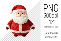 Knitted Santa Claus Clipart.This illustration is created in a soft, cozy, handmade knit style, making it ideal for seasonal crafts.