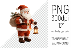 Knitted Santa Claus Clipart.This illustration is created in a soft, cozy, handmade knit style, making it ideal for seasonal crafts.