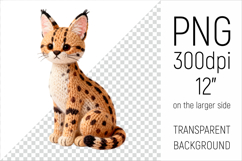 Knitted Serval Cat Clipart. Ideal for sublimation projects, Day gifts, mugs, T-shirts, cards, and digital crafts.