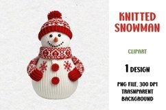 Knitted Snowman, Clipart, PNG Product Image 1