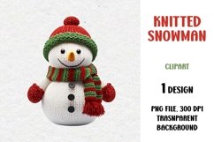 Knitted Snowman, Clipart, PNG Product Image 1