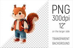 Knitted Squirrel with Backpack  Clipart. Perfect for school projects, graduation gifts, teacher appreciation designs, and educational materials.