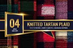 Knitted Tartan Plaid Digital Paper | Warm Knit Fabric Textur Product Image 1
