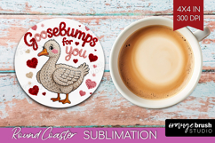 Knitted Valentines Day Round Coaster - Faux Yarn Coaster PNG Product Image 1