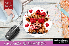 Knitted Valentines Day Car Coaster - Faux Yarn Coaster PNG Product Image 1