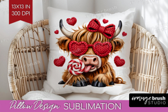 Knitted Valentines Day Pillow Sublimation - Faux Yarn Pillow Product Image 1