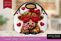 Knitted Valentines Day Lunch Bag - Faux Yarn Lunch Bug PNG Product Image 1