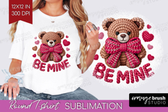 Knitted Valentines Day Round Tshirt Background - Faux Yarn Product Image 1