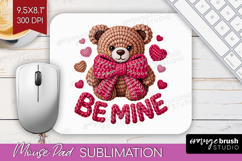 Knitted Valentines Day Mouse Pad Sublimation - Faux Yarn PNG Product Image 1
