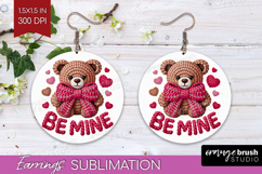 Knitted Valentines Day Round Earrings - Faux Yarn PNG Product Image 1