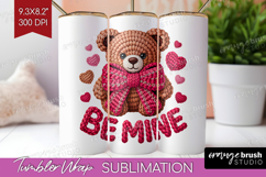 Knitted Valentines Day Tumbler Wrap - Faux Yarn Tumbler PNG Product Image 1