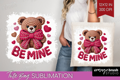 Knitted Valentines Day Tote Bag - Faux Yarn Tote Bag PNG Product Image 1