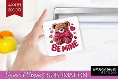 Knitted Valentines Day Magnet Sublimation - Faux Yarn Square Product Image 1