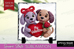 Knitted Valentines Day Slate PNG - Faux Yarn Square Slate Product Image 1